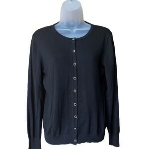 Select + Trend Black Cardigan Sz M Faceted Buttons Twee Dark Academia Classic